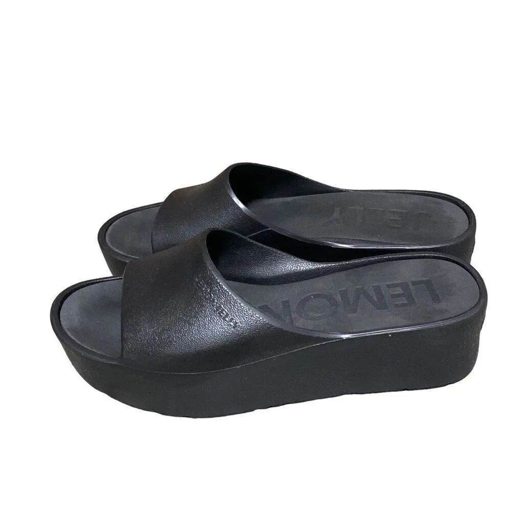Lemon Jelly Sunny Black Jelly Platform Sandal Size 40